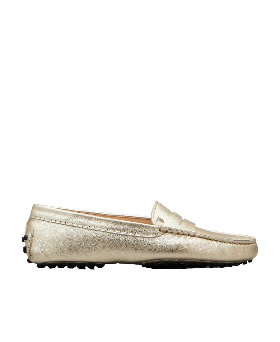 Tod's Women's Gommini Mocassino Metallic Leather Loafers In Nude