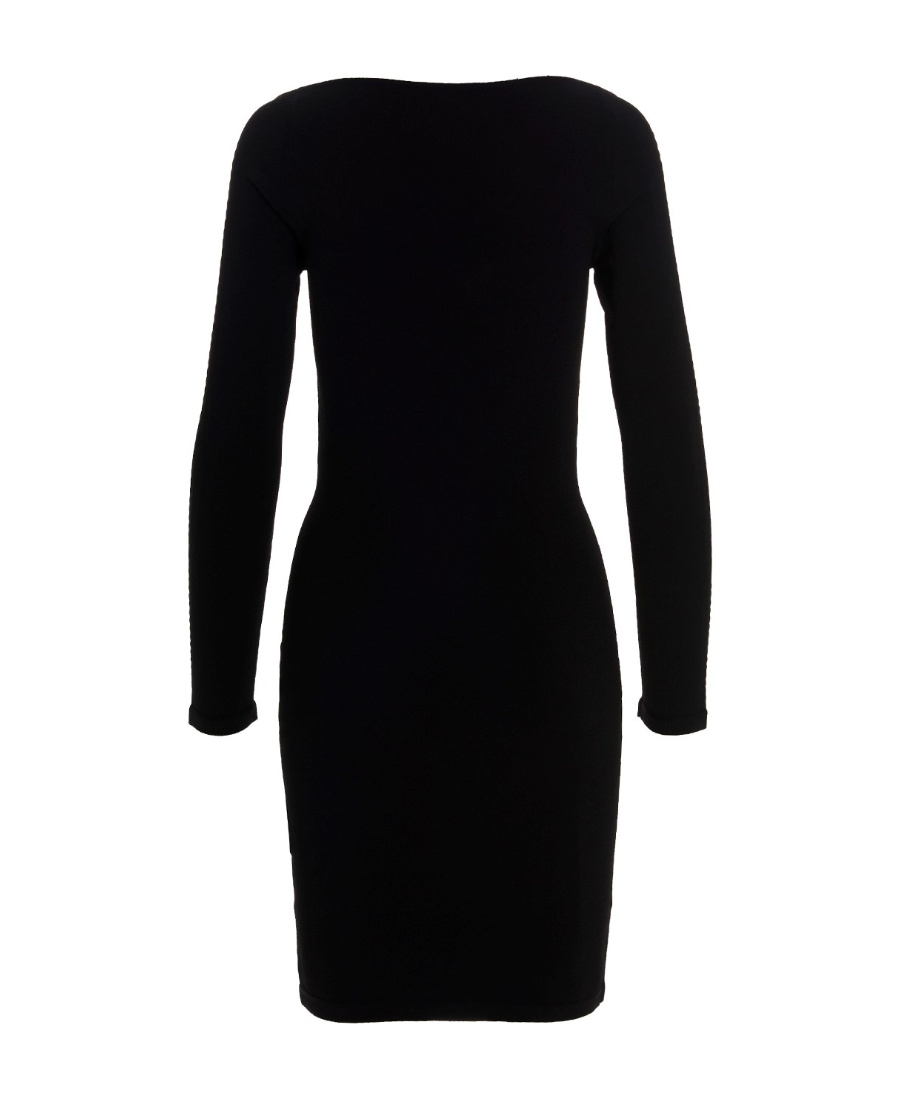 Dsquared2 Ribbed Knee-length Dress Crew Neckline In Black