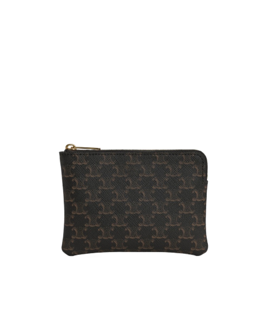 Celine Triomphe Canvas Artificial Leather Change Card Bag In Black