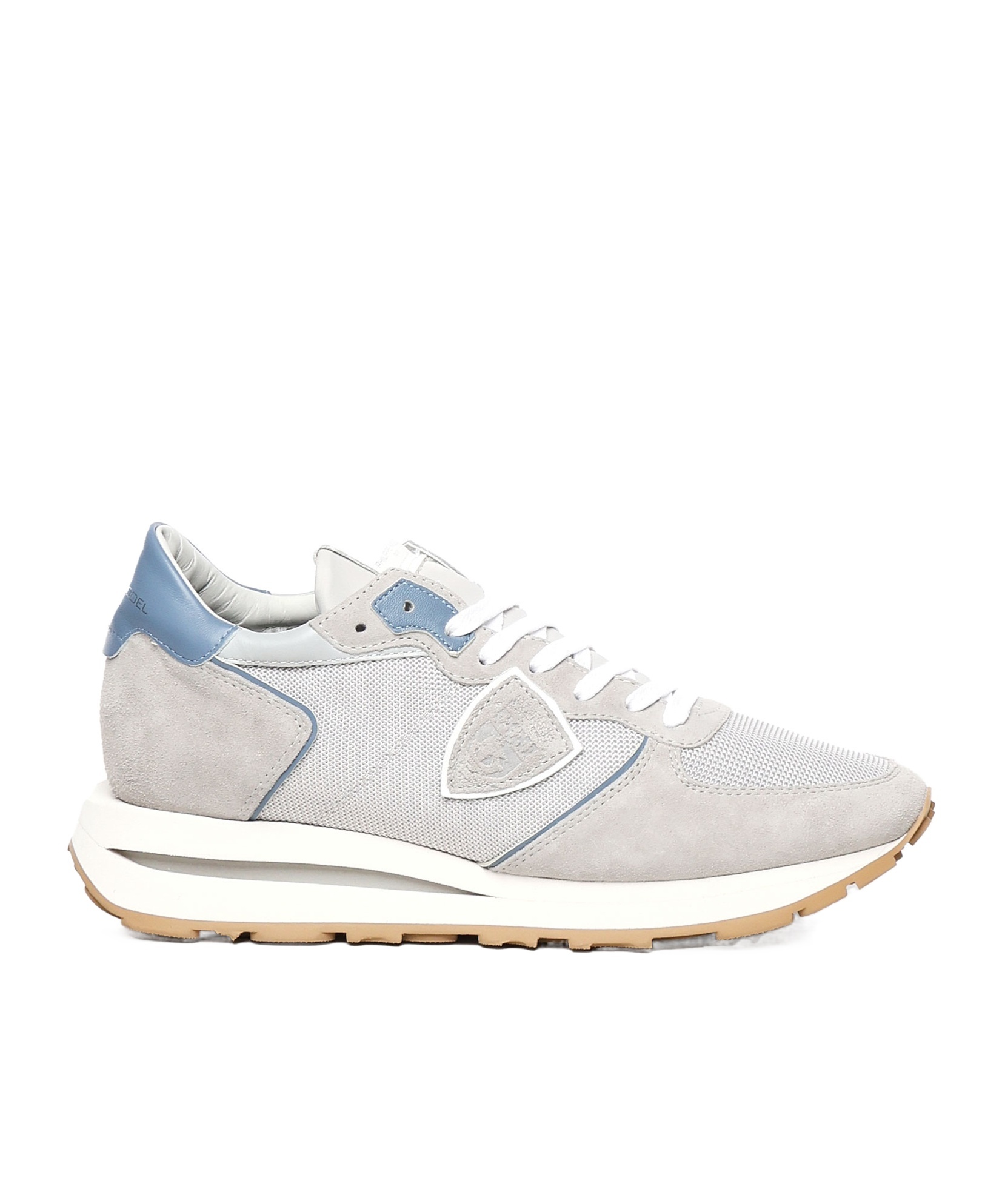 Philippe Model Tropez Haute Sneakers In Grey Suede And Fabric In White
