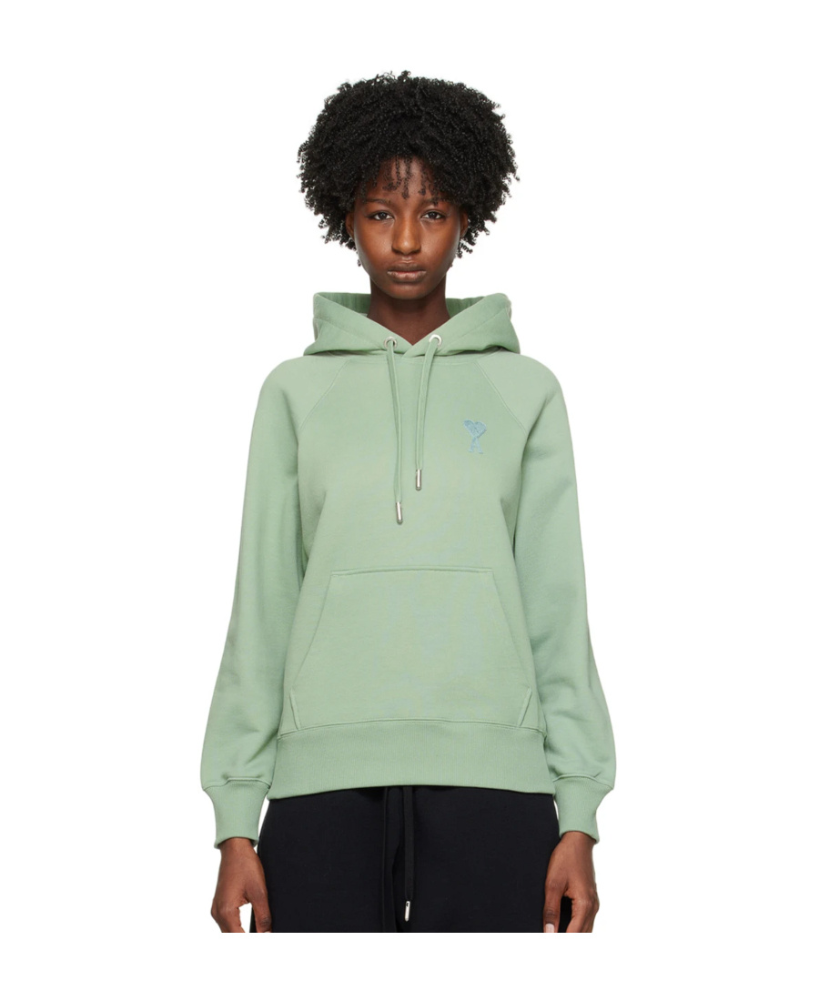 Ami Alexandre Mattiussi Ami De C Ur Hooded Sweater In Green