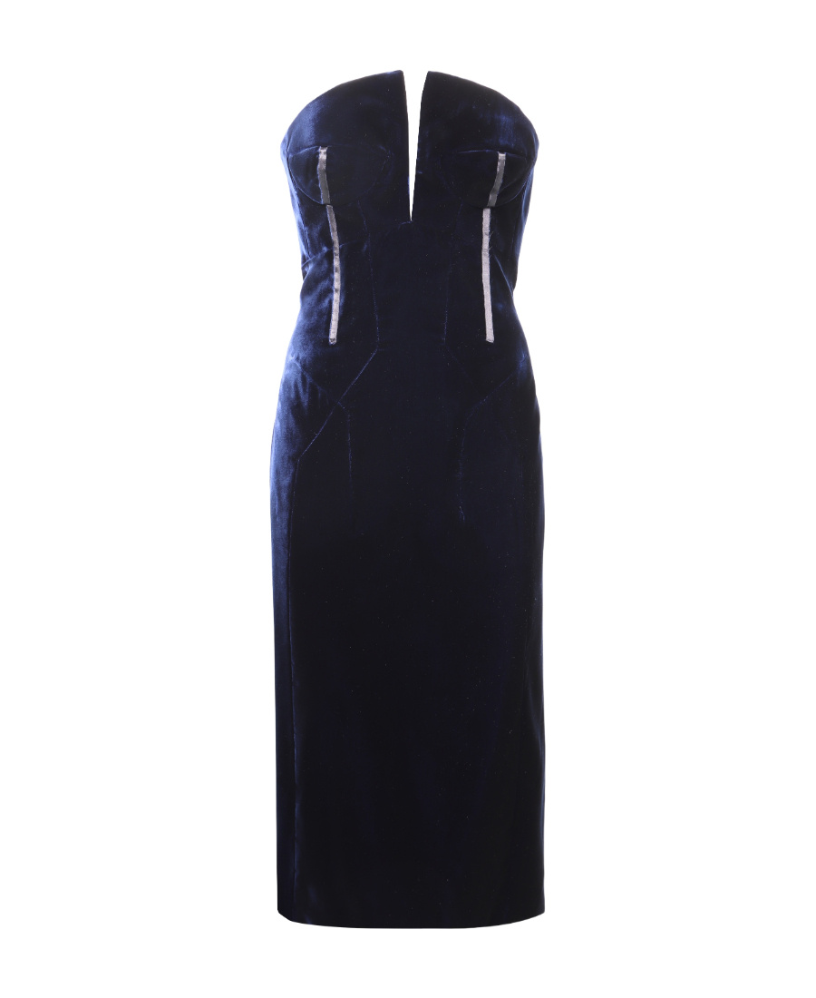 Shop Tom Ford Strapless Velvet Midi Dress In Black