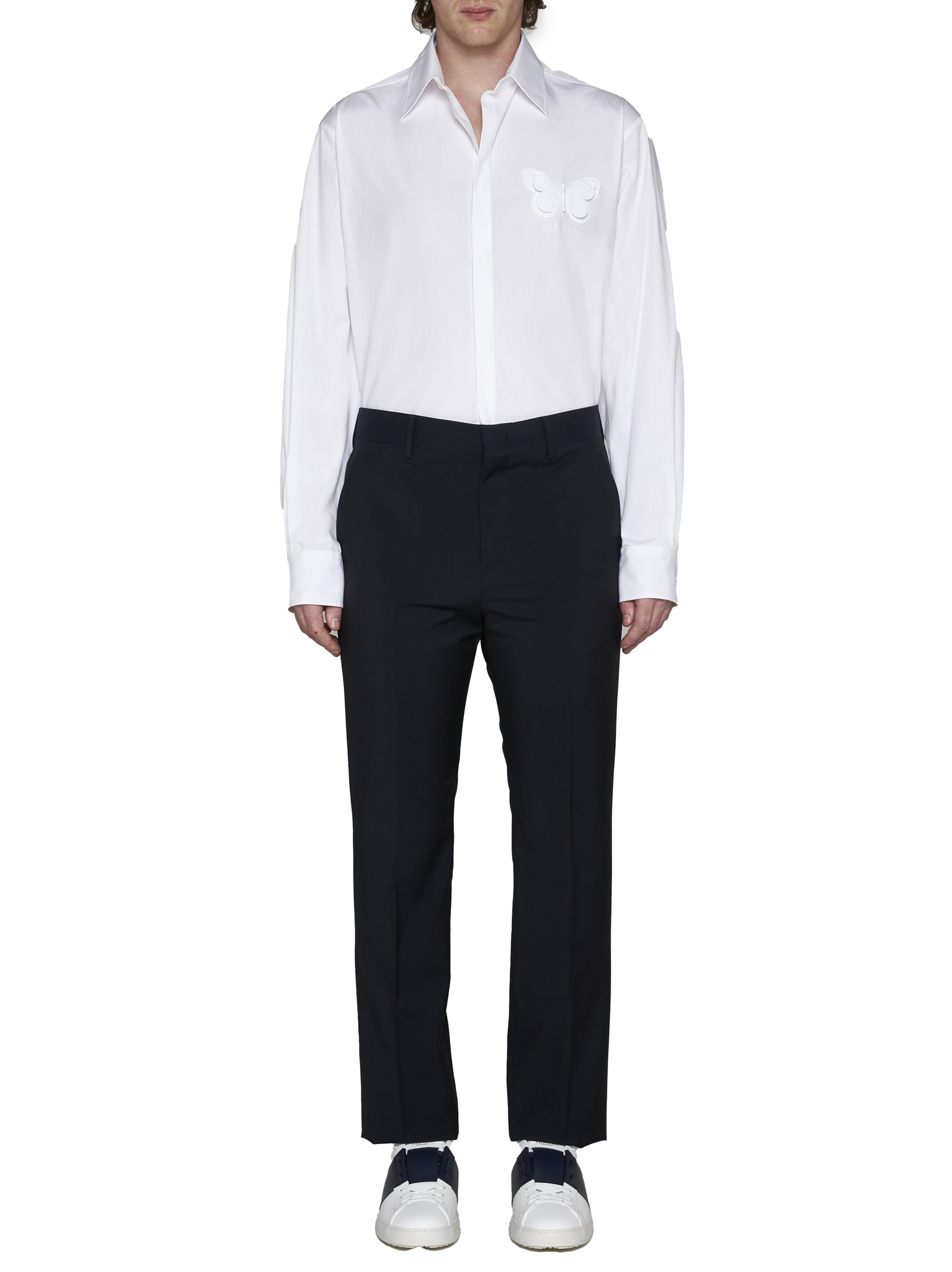 Valentino Wool-mohair Drawstring Straight Trousers In Black