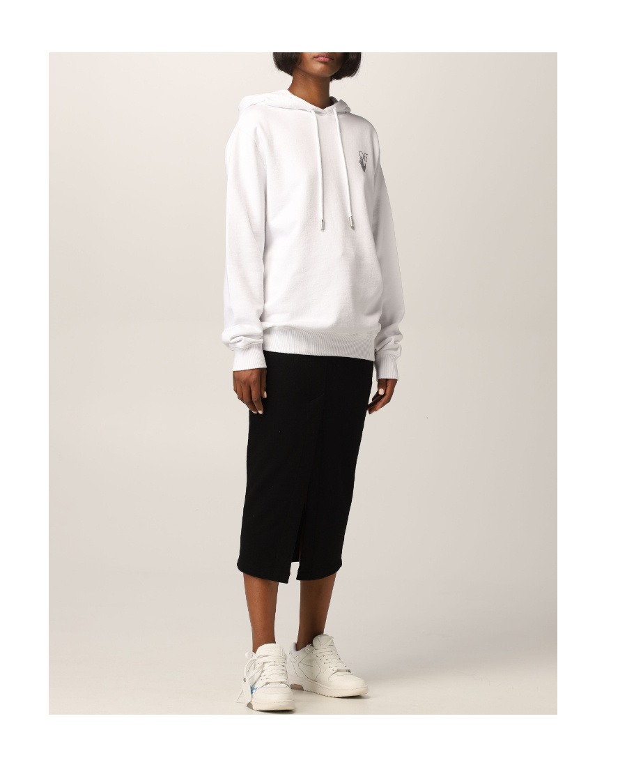 Off-white Arrow Logo Cotton Hoodie In White