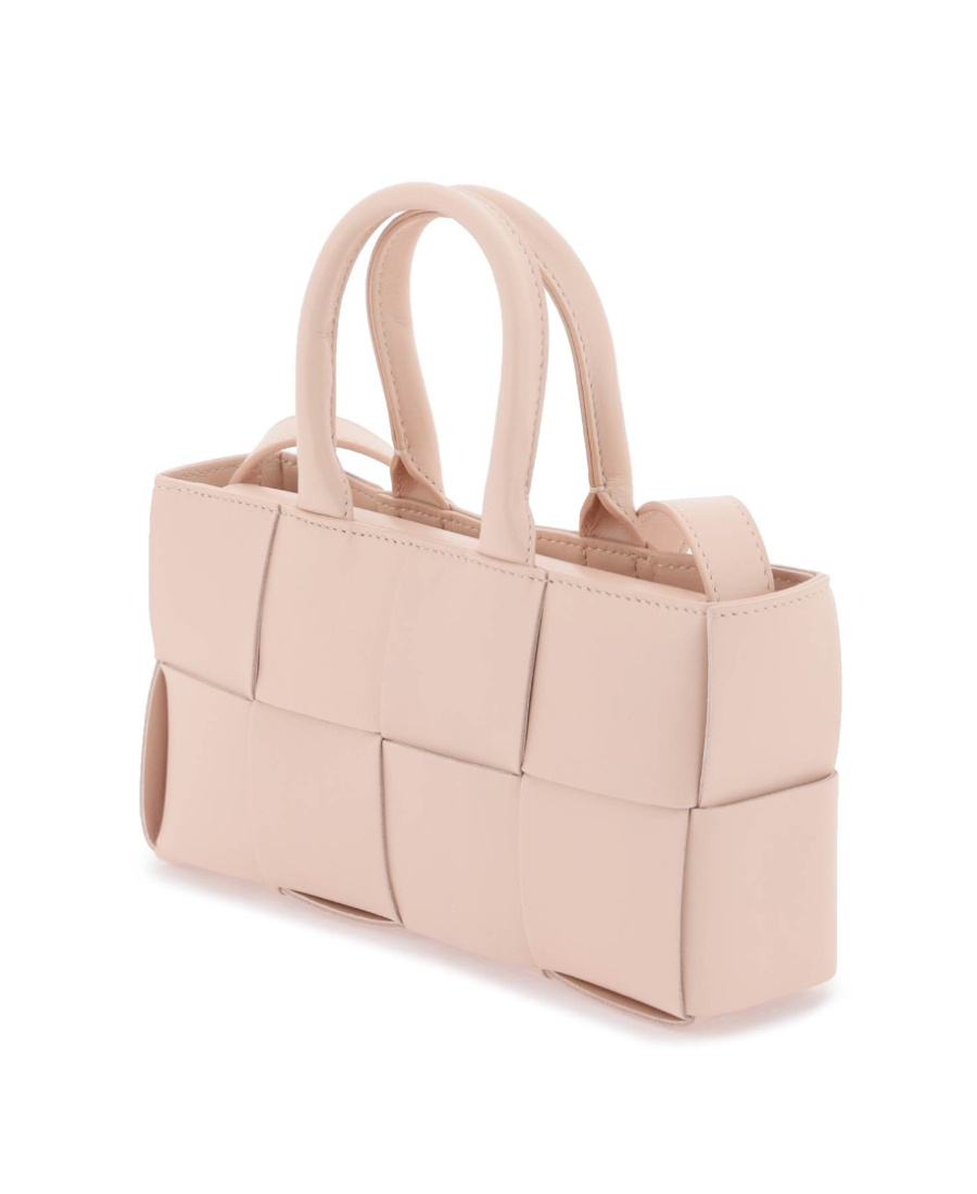 Bottega Veneta Mini East-west Arco Intrecciato Leather Tote Bag In Pink