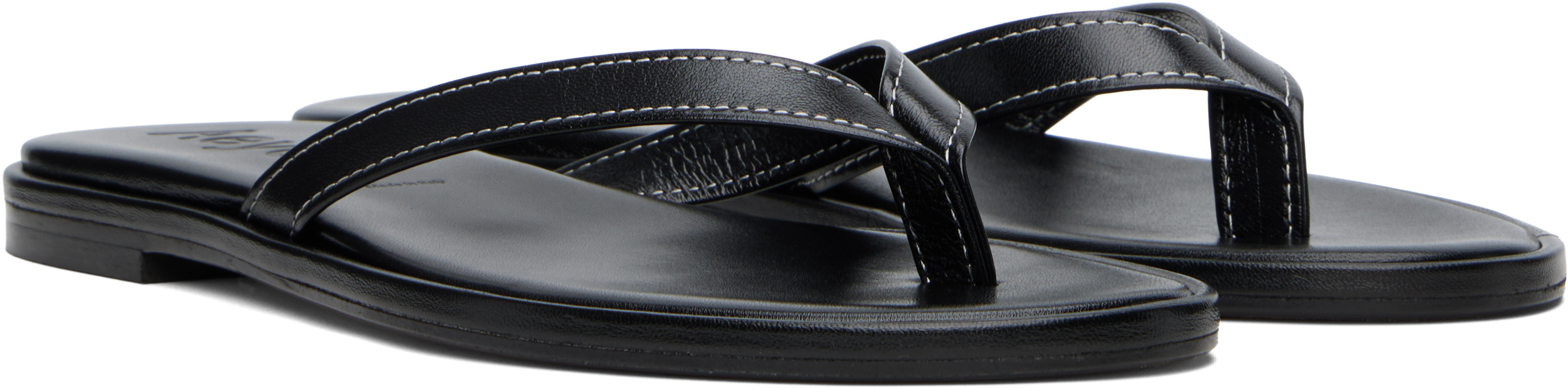 Aeyde Melody Leather Flip-flops In Black