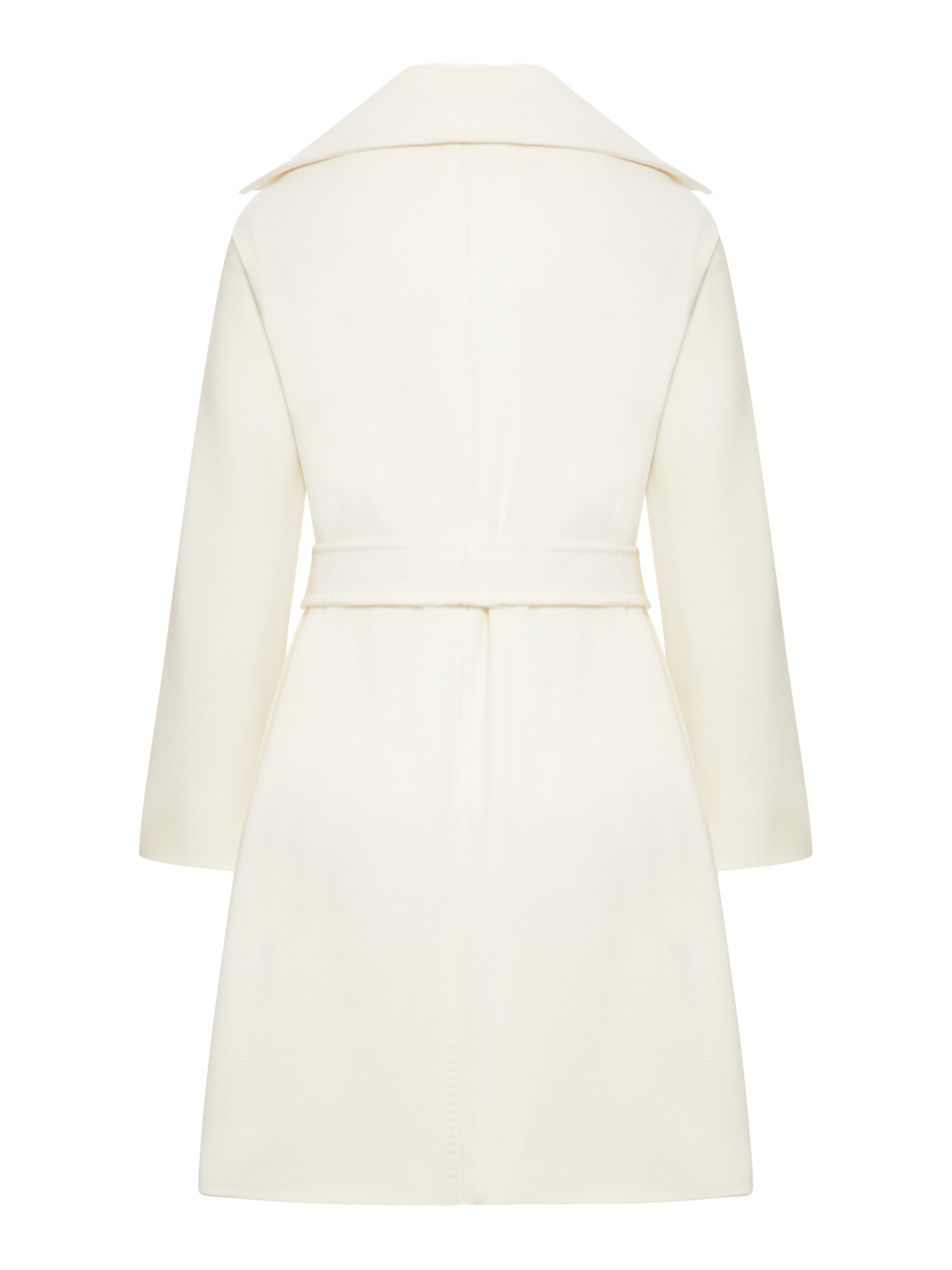 Max Mara Belted Wool Coat In White