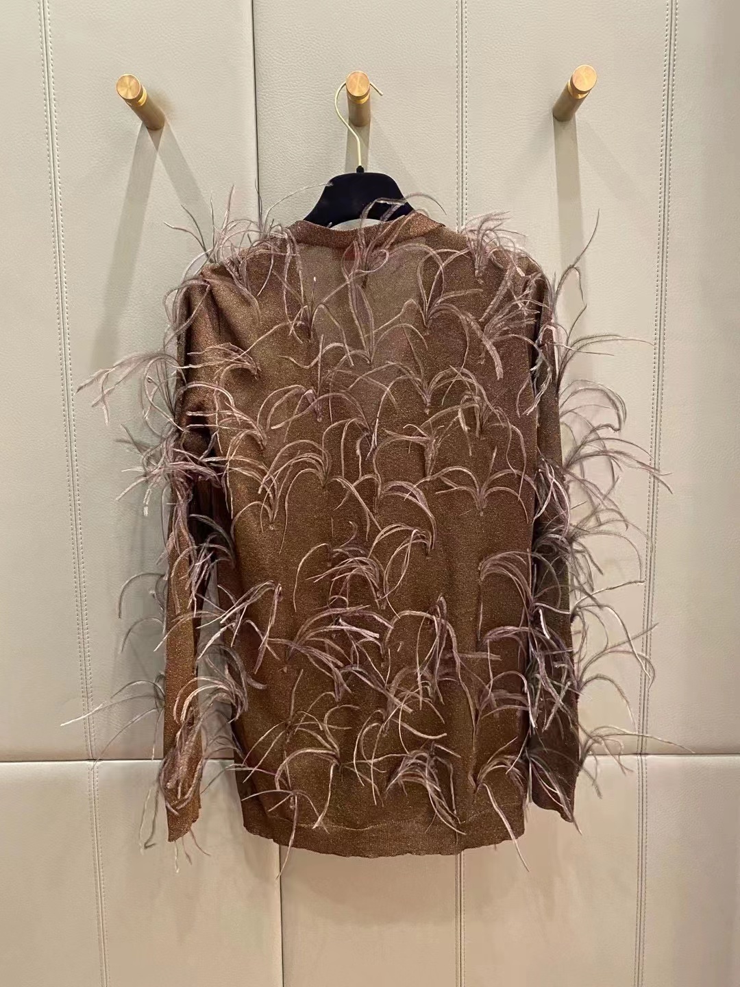 Valentino 'feather V-neck Sheer Cardigan With Ribbed Cuffs' In Black