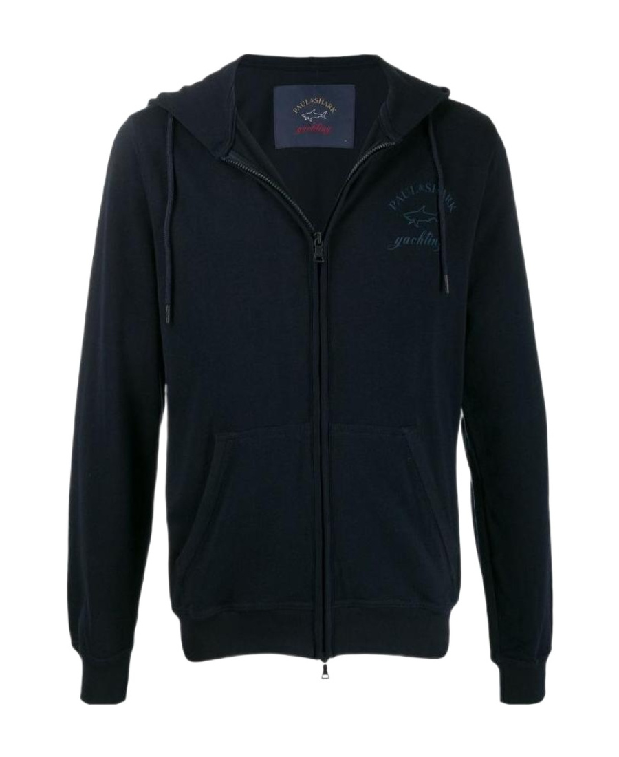 Paul & Shark Logo Printed Hooded Casual Jacket In Black
