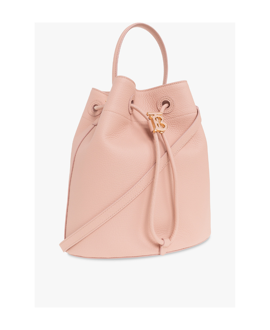 Burberry Grained Leather Bucket Bag With Tb Application In Pink