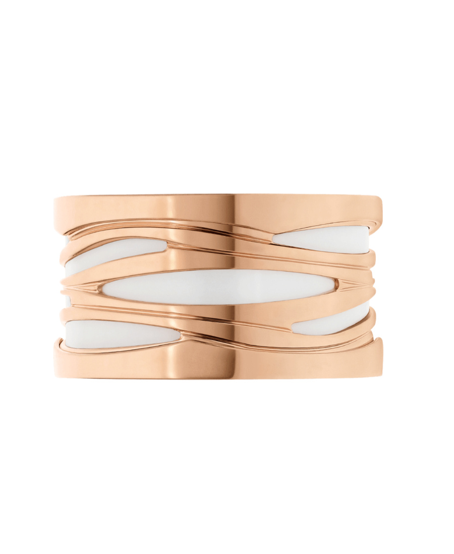 Bvlgari Rose Gold And Diamond B. Zero1 One-band Ring In Yellow