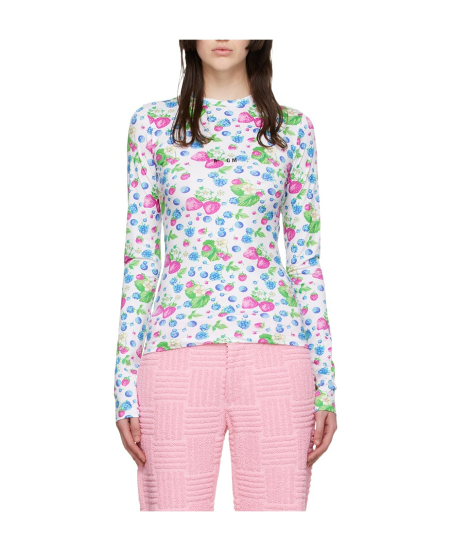 Msgm Long-sleeved T-shirt In Pink
