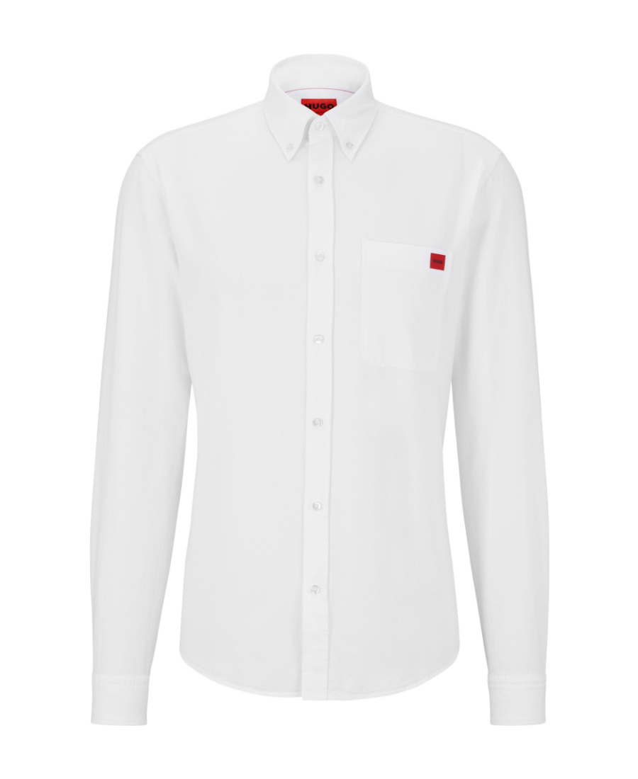 Hugo Boss Logo-appliqué Cotton Shirt In White