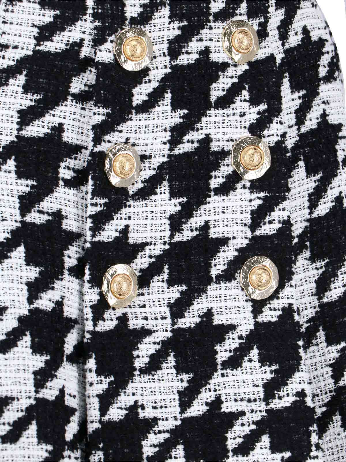 Balmain Houndstooth Check Tweed Flared Skirt In Multi