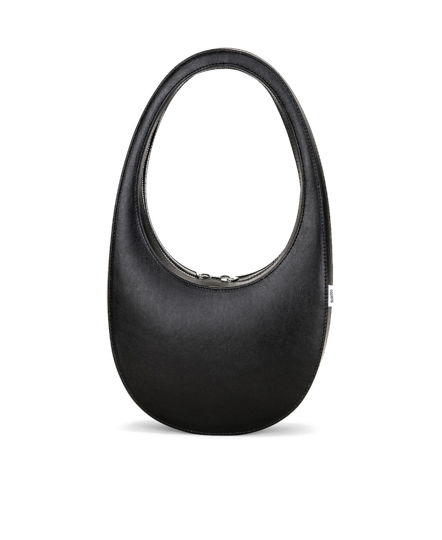 Shop Coperni Swipe Curved Shoulder Bag In Black