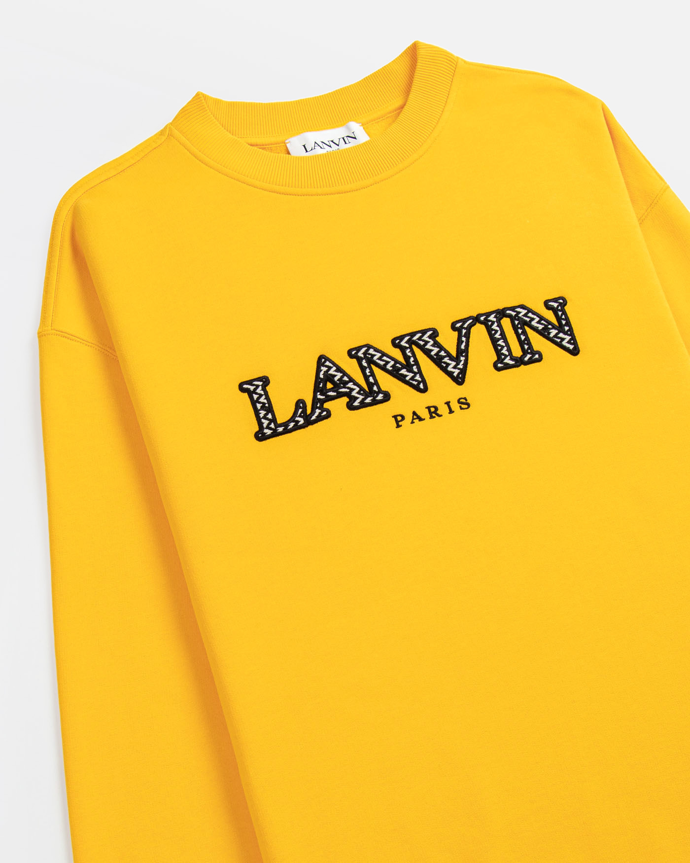 Lanvin Logo Embroidered Crewneck Sweatshirt In Yellow