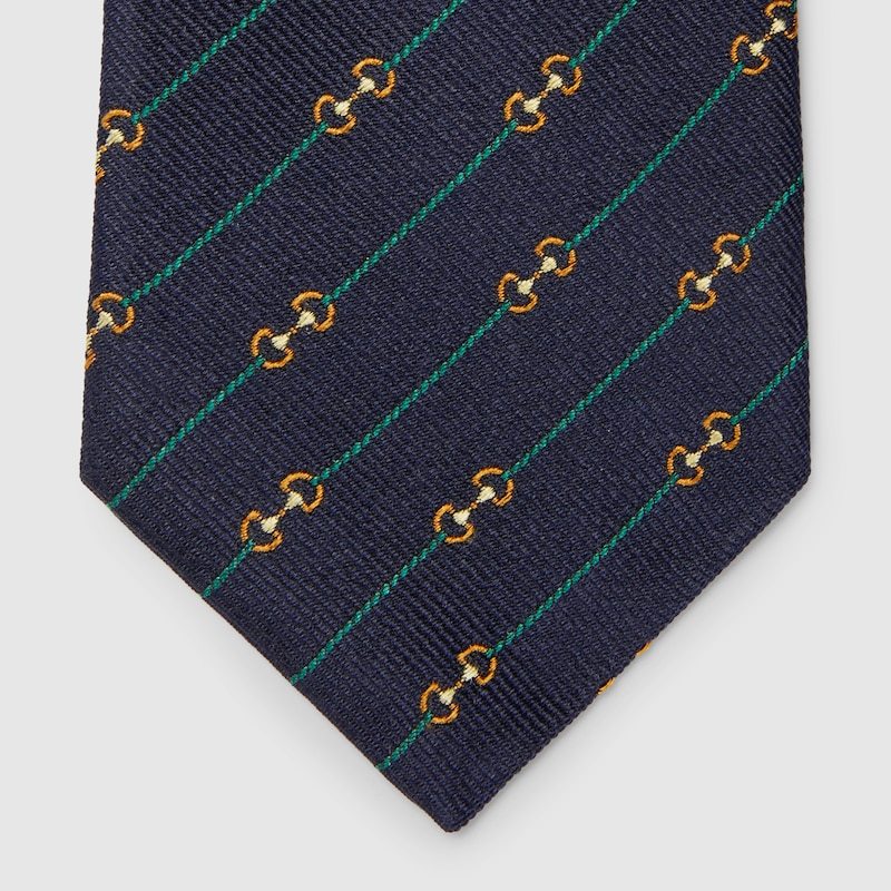 Gucci Horse-neck Clasp Jacquard Tie In Black