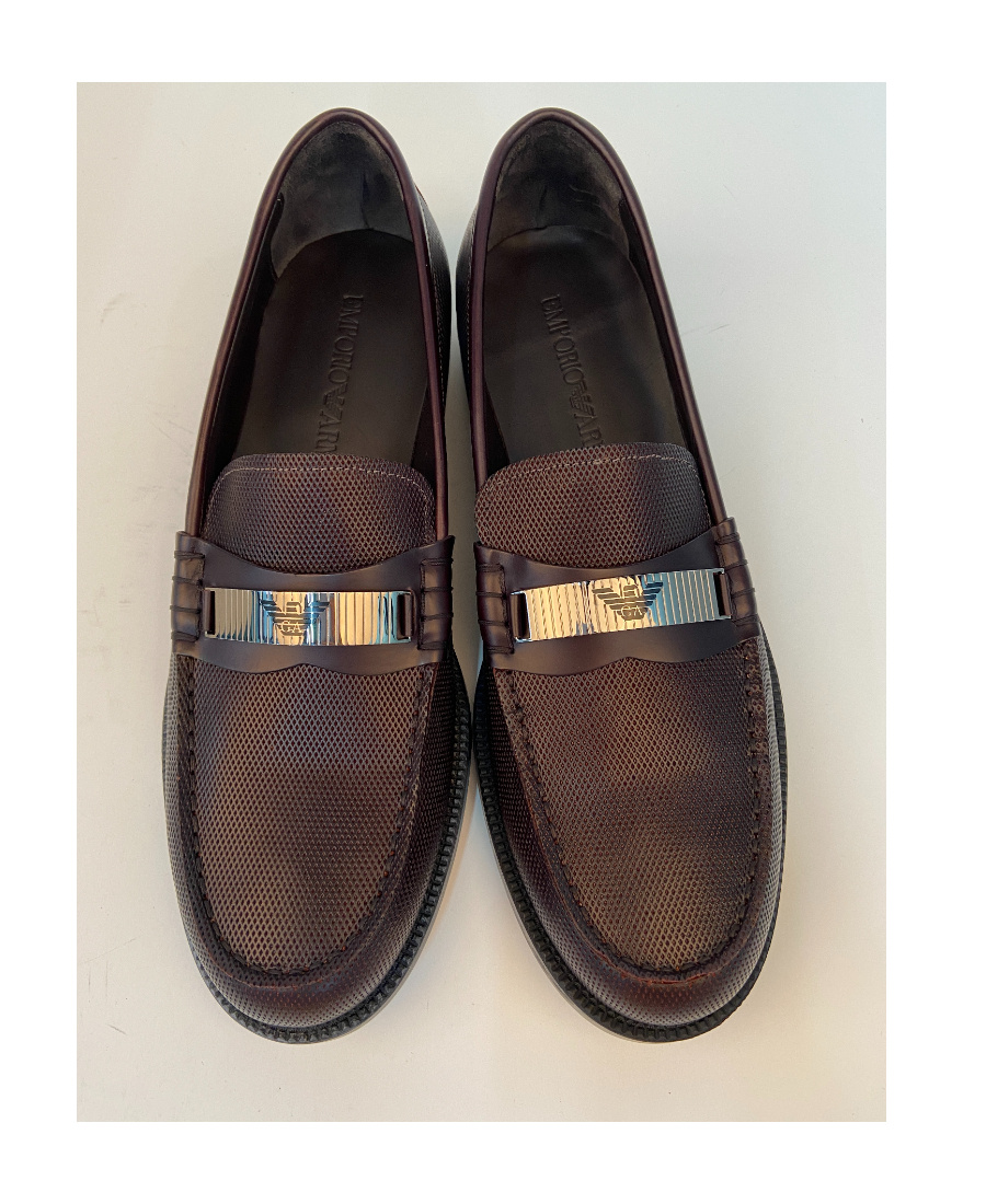 Emporio Armani Logo Business Casual Shoes In Black