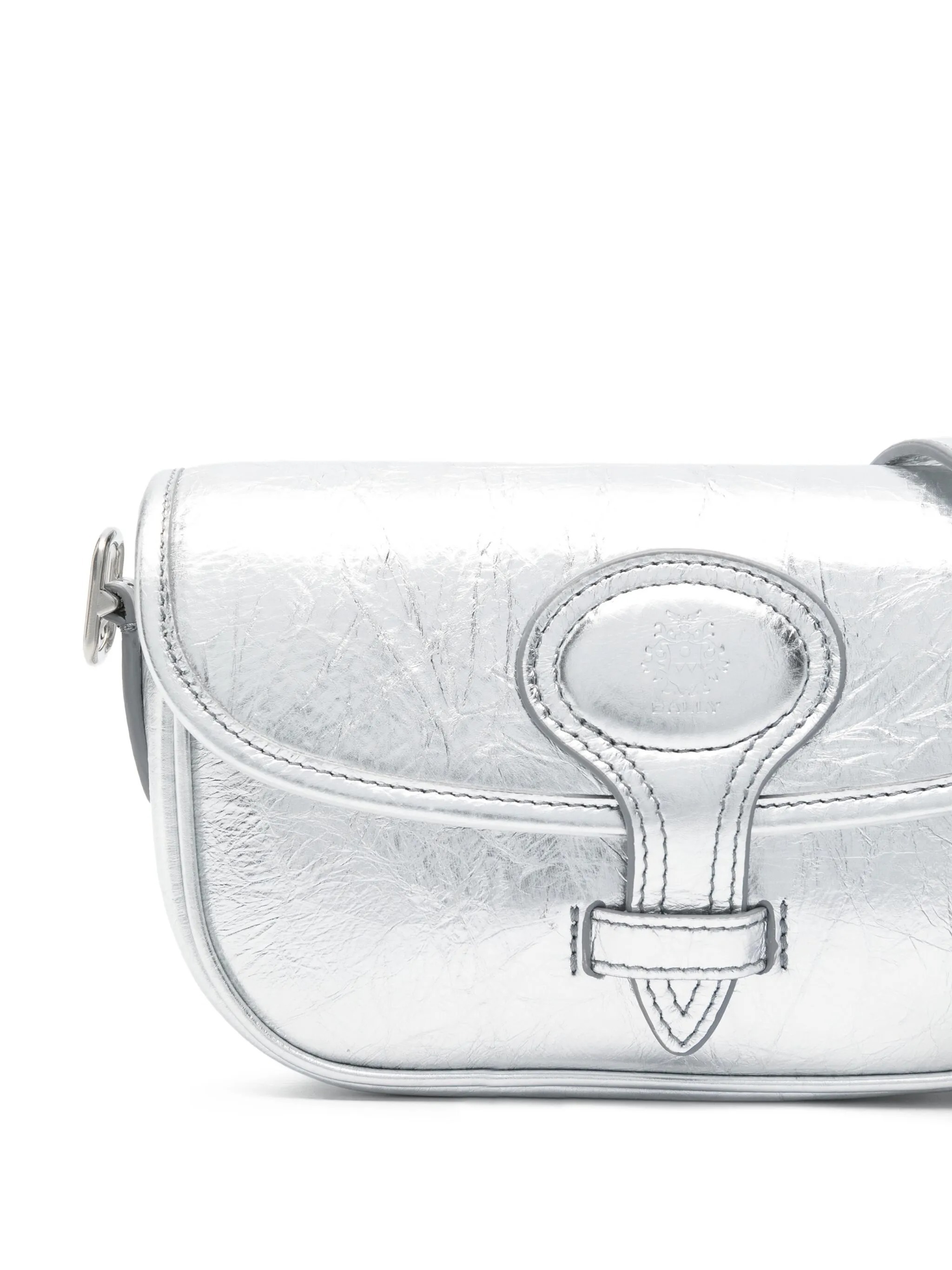Bally Metallic-leather Flap Shoulder Bag In Silver