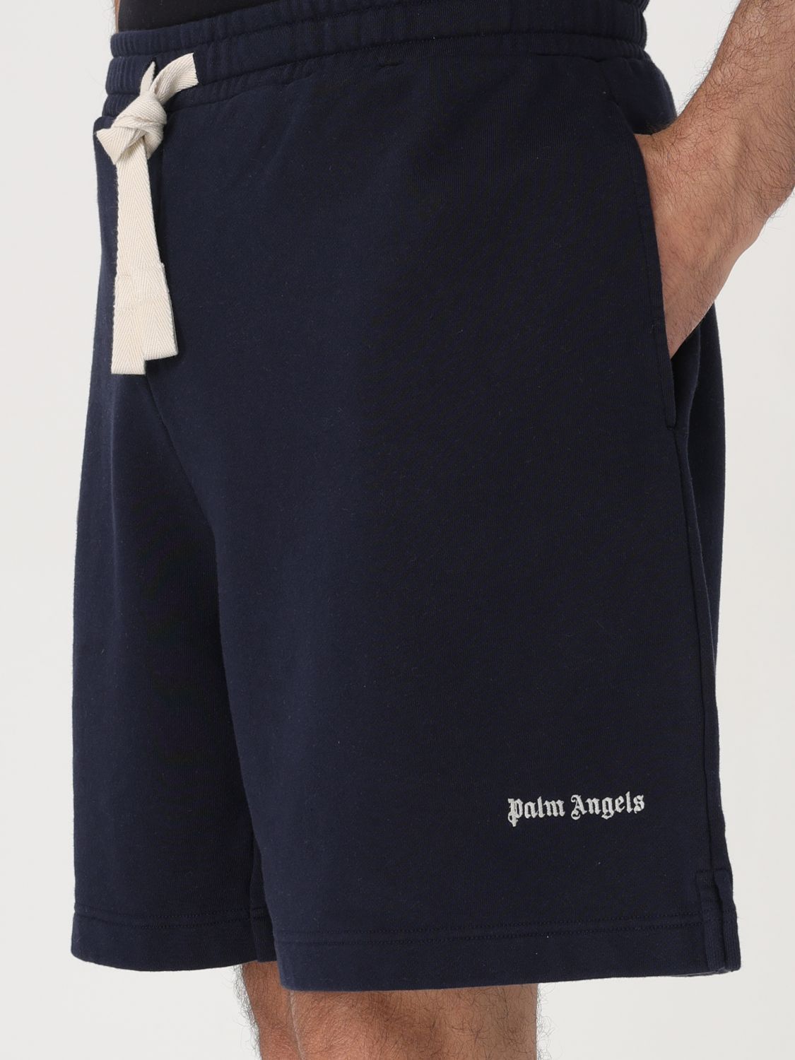 Palm Angels Logo Embroidered Drawstring Shorts In Black