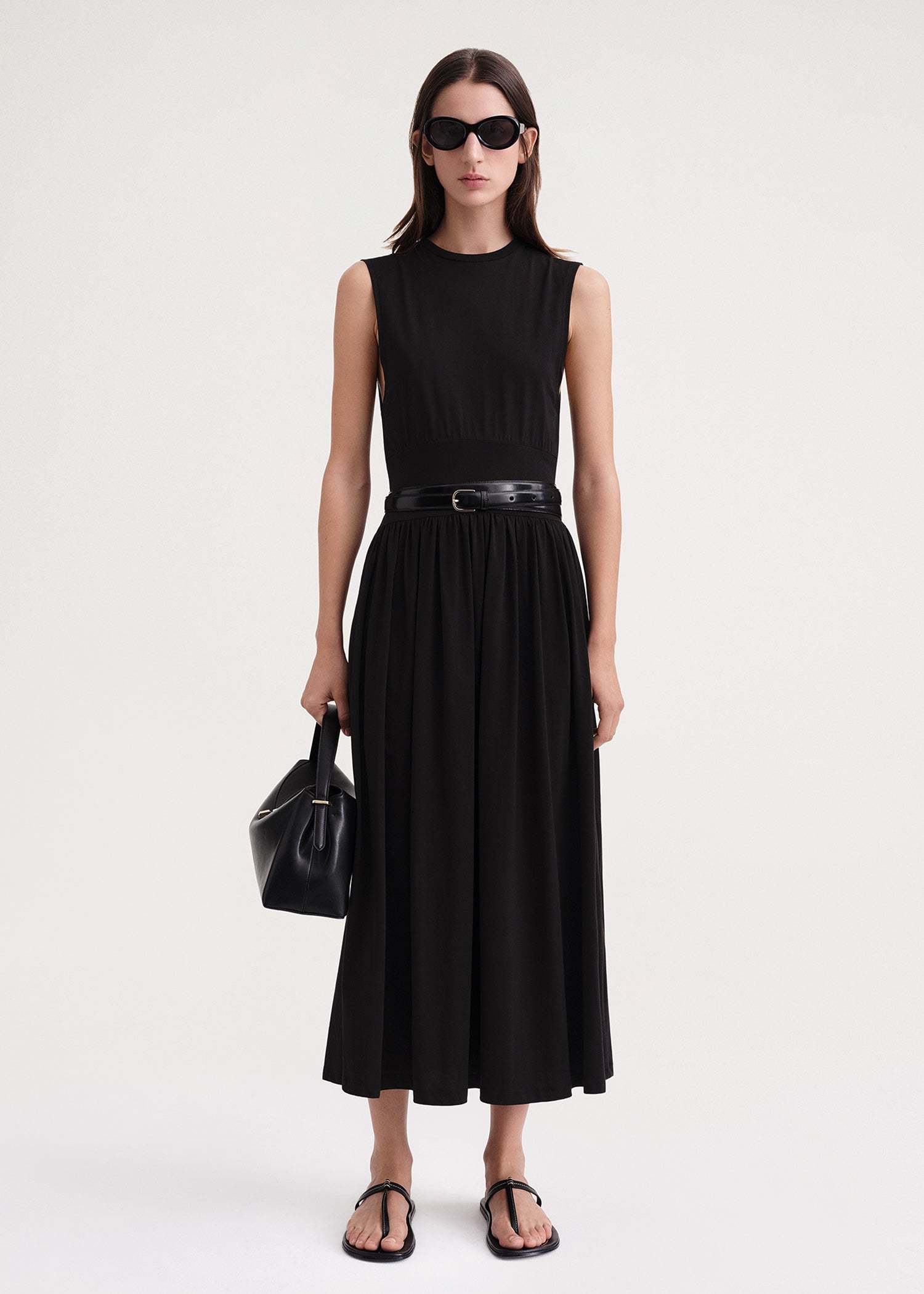 Totême Toteme Women Black Organic Jersey Sleeveless Tee Dress In Black
