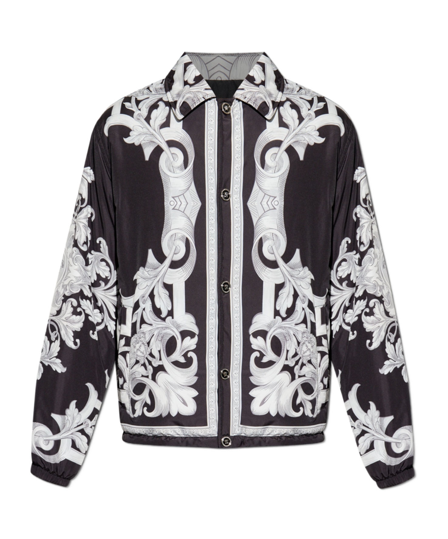 Versace Reversible Black Jacket With Baroque Print