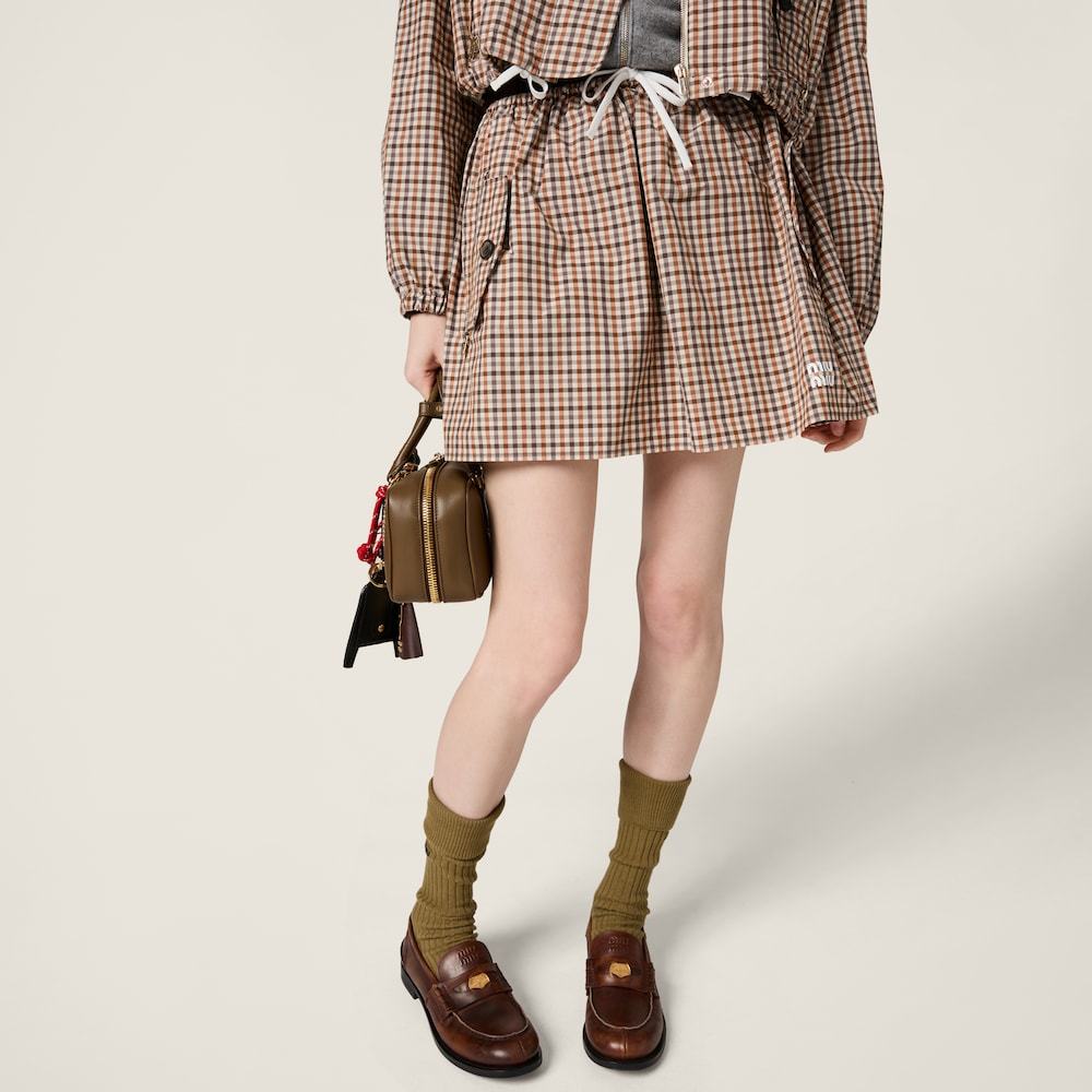 Miu Miu Checkered Skirt In Nude
