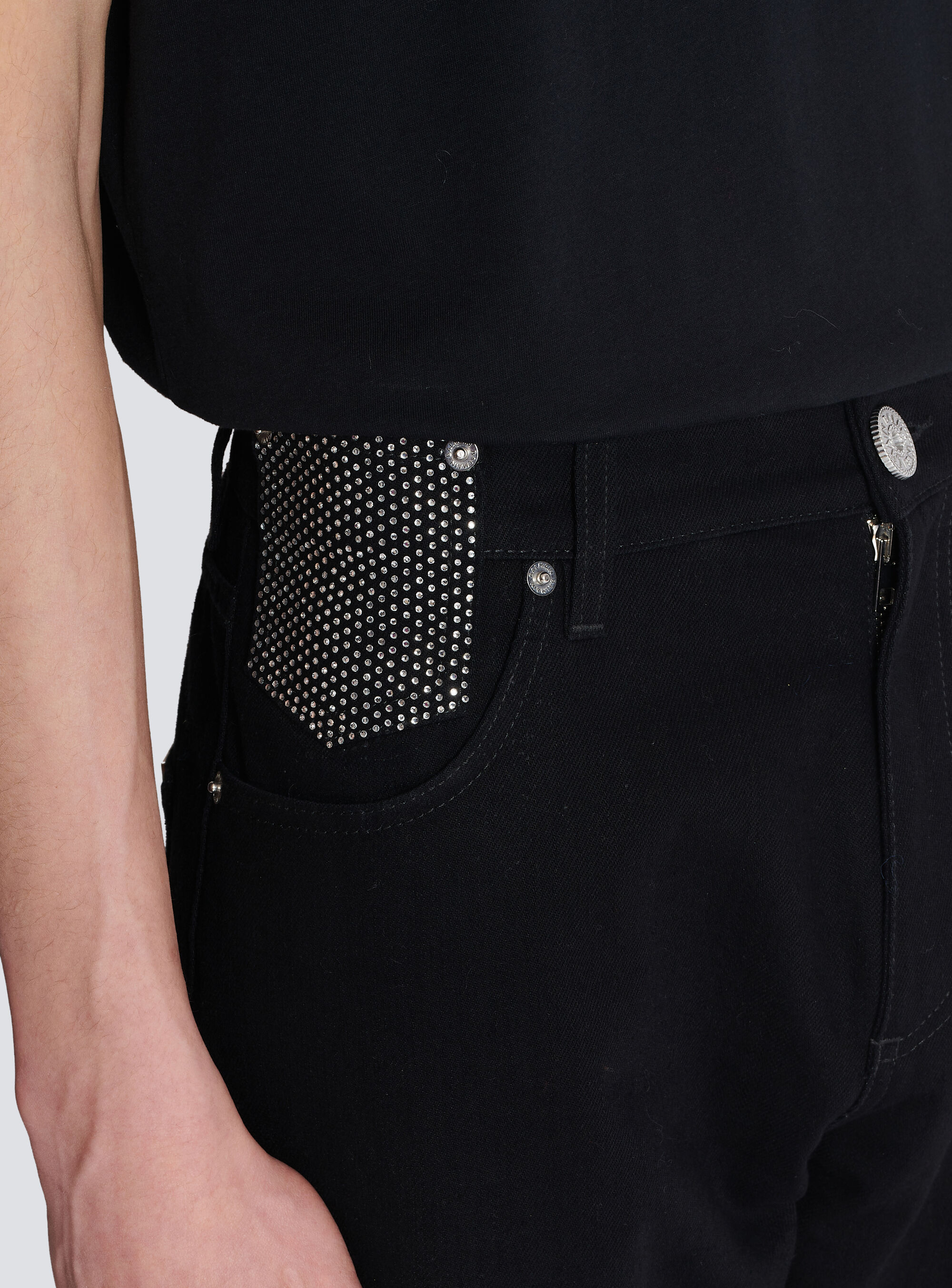 Balmain Black Mid Rise Jeans In Black