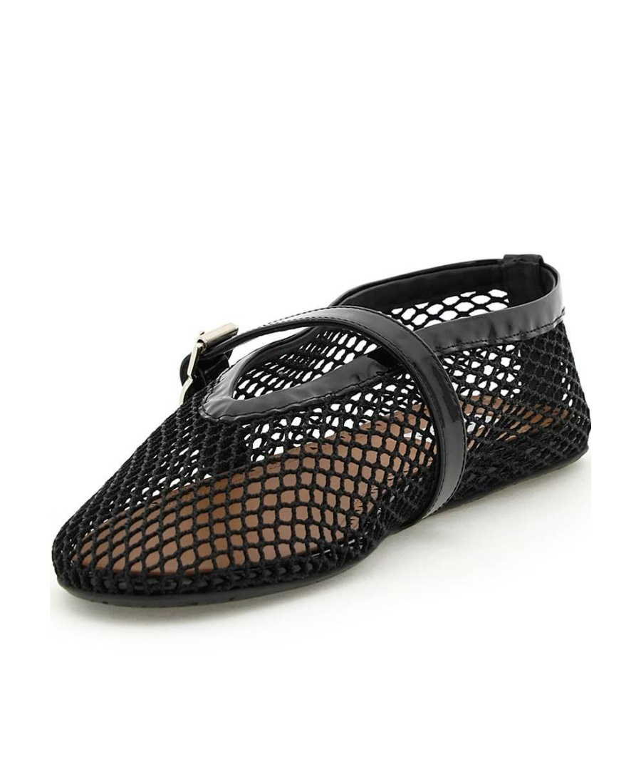 Shop Alaïa Fishnet Ballerina Flats In Black