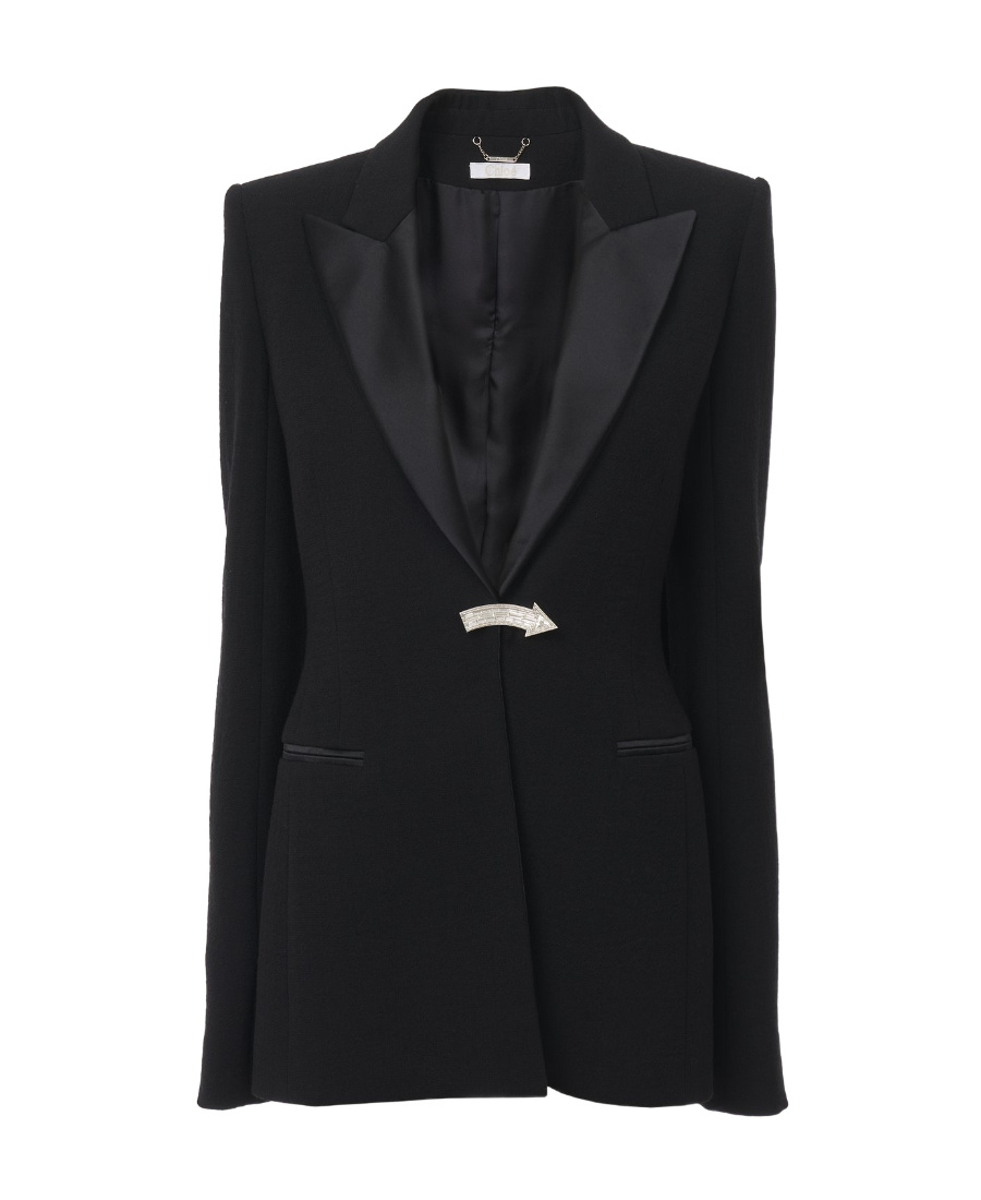 Shop Chloé Embellished Tuxedo Jacket In Black