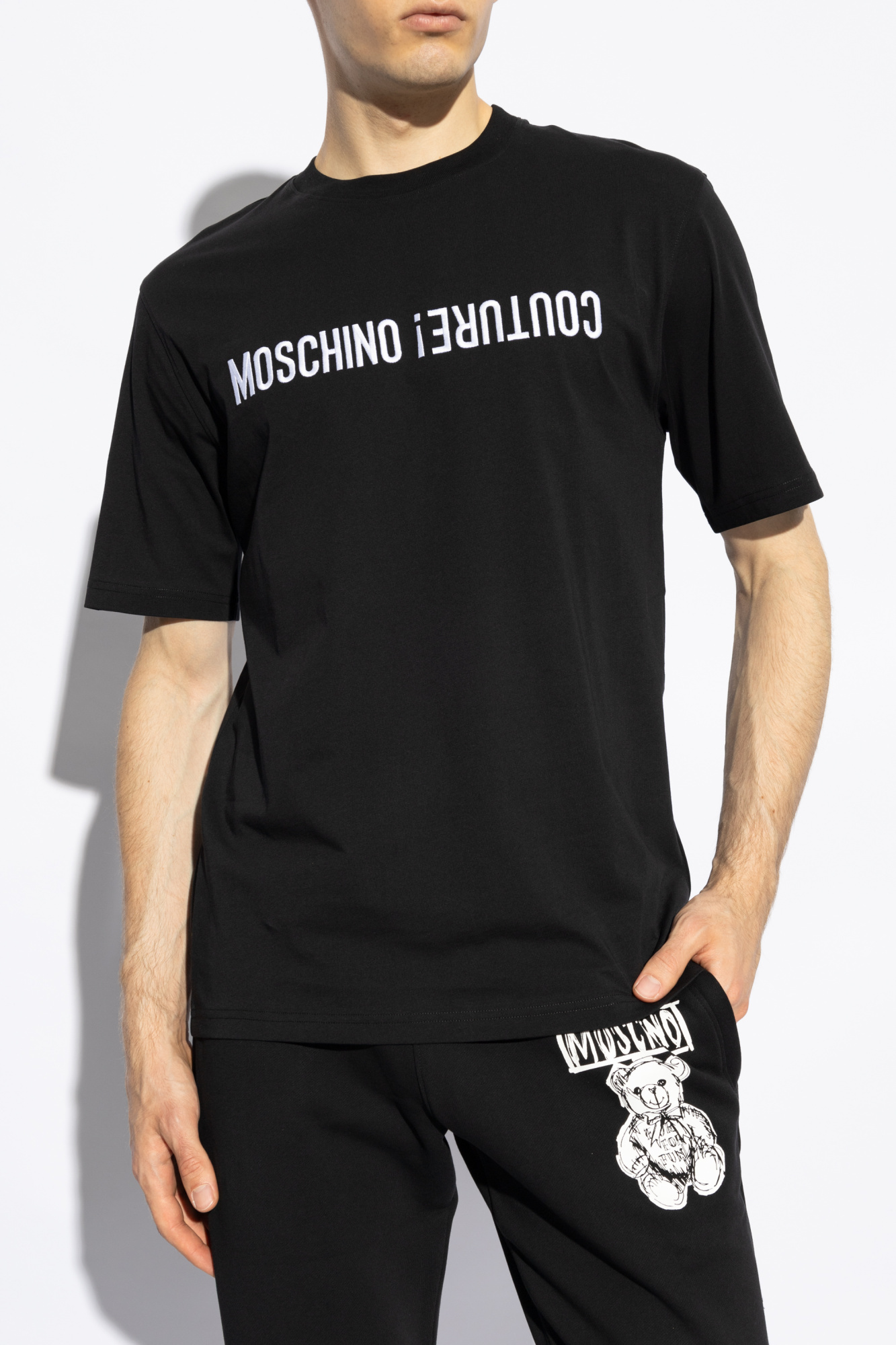 Moschino T-shirt With Embroidered Lettering In Black