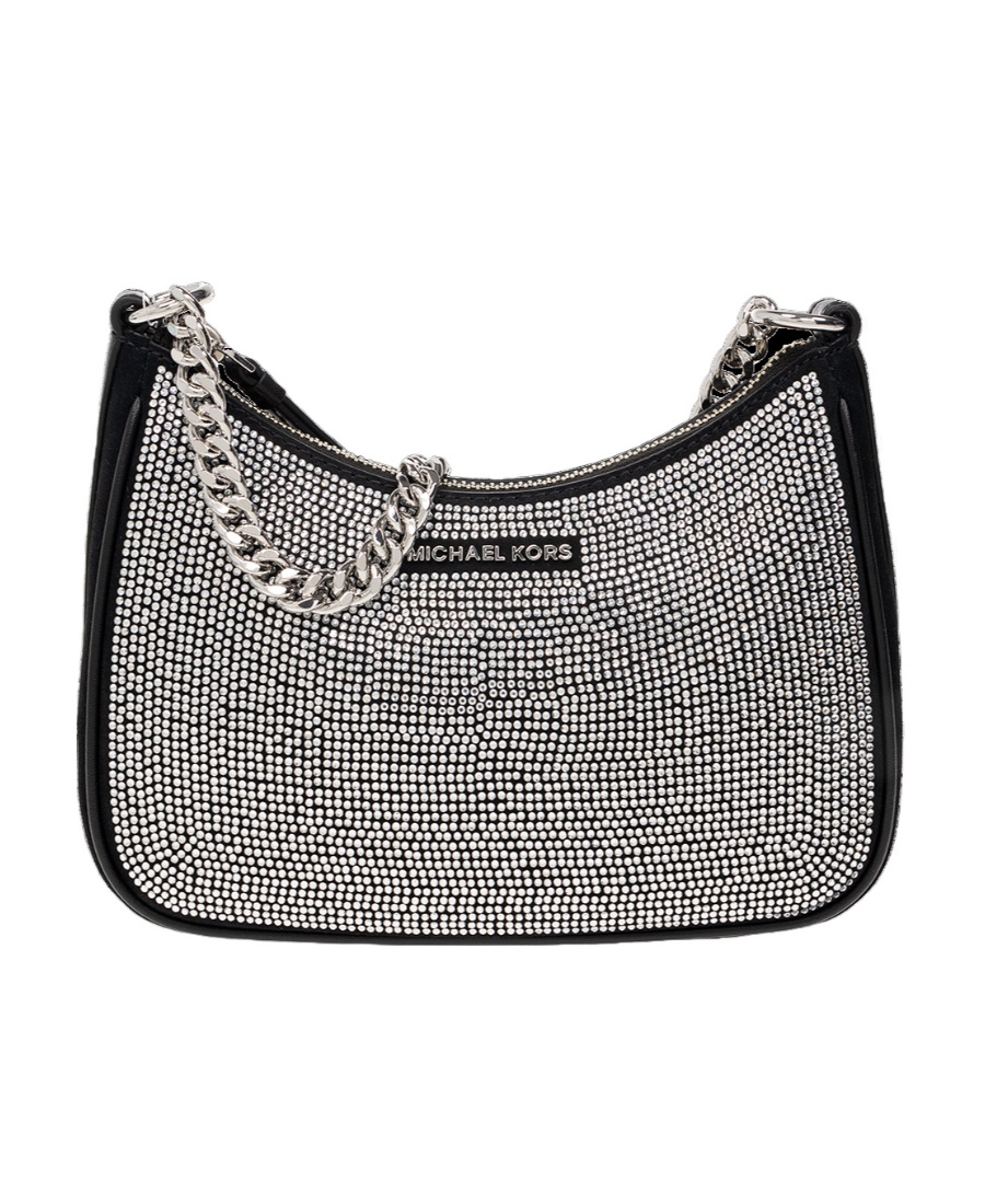 Michael Kors Rhinestone-embellished Leather Bag In Black