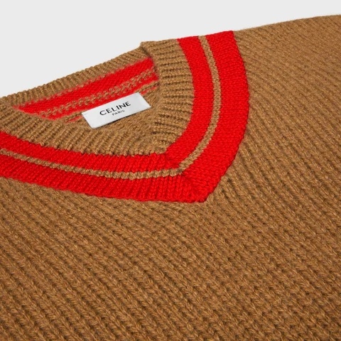 Celine V-neck Sweater In Cashmere In Brown