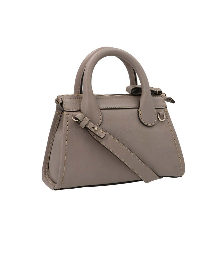 Chloé Debossed-logo Crossbody Bag In Gray