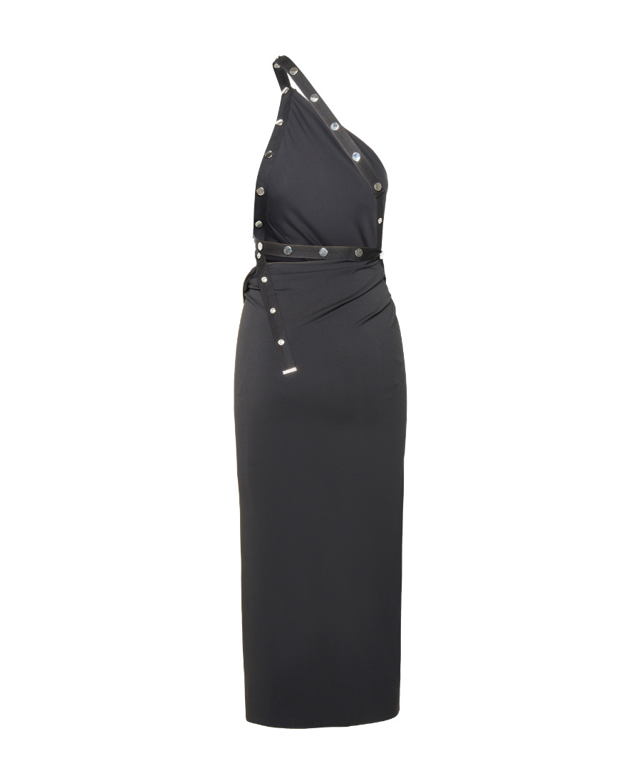 Attico The Black Acetate Blend Midi Dress Women In Black