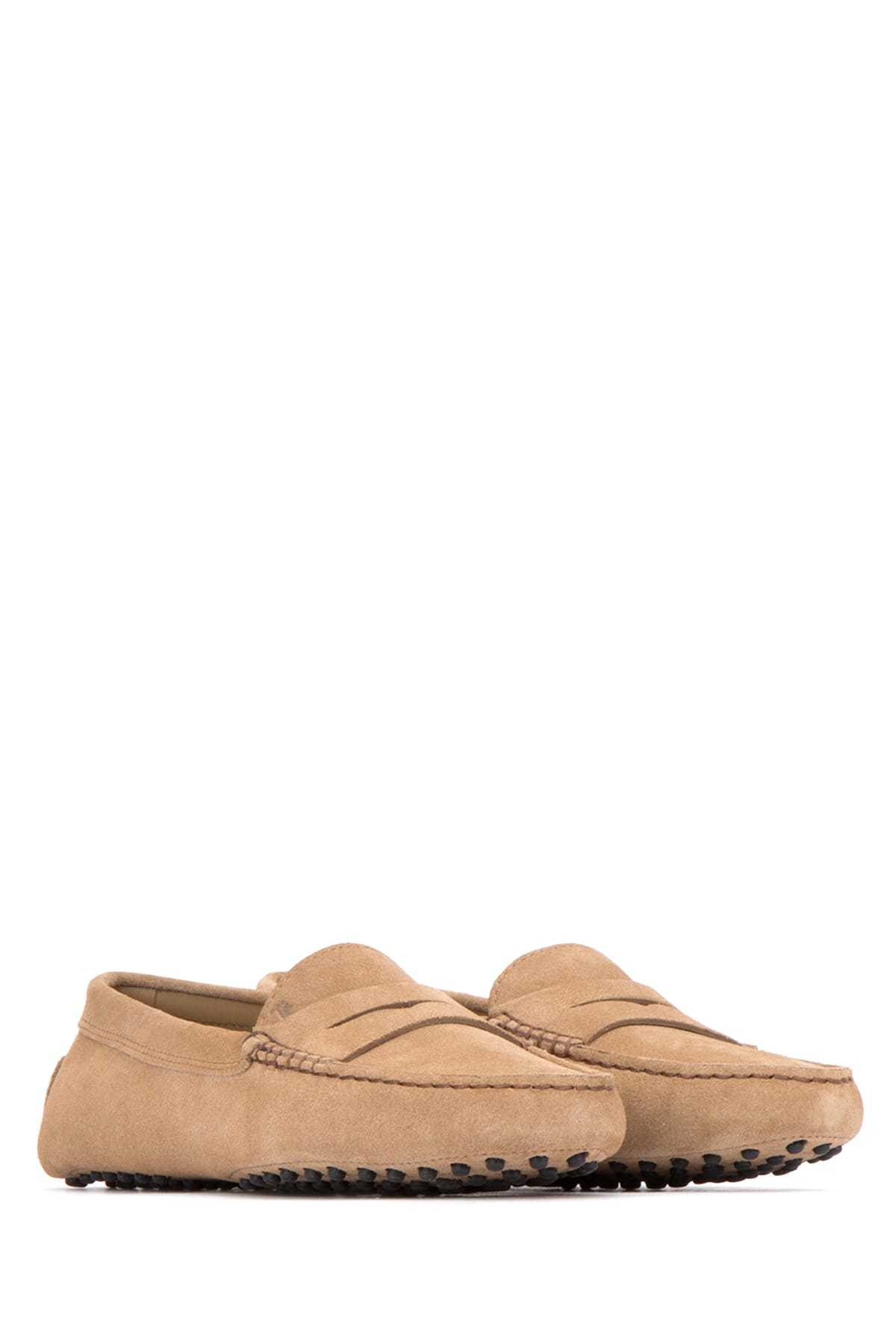 Tod's Suede Loafers With Moccasin Stitching And Penny Slot In Brown