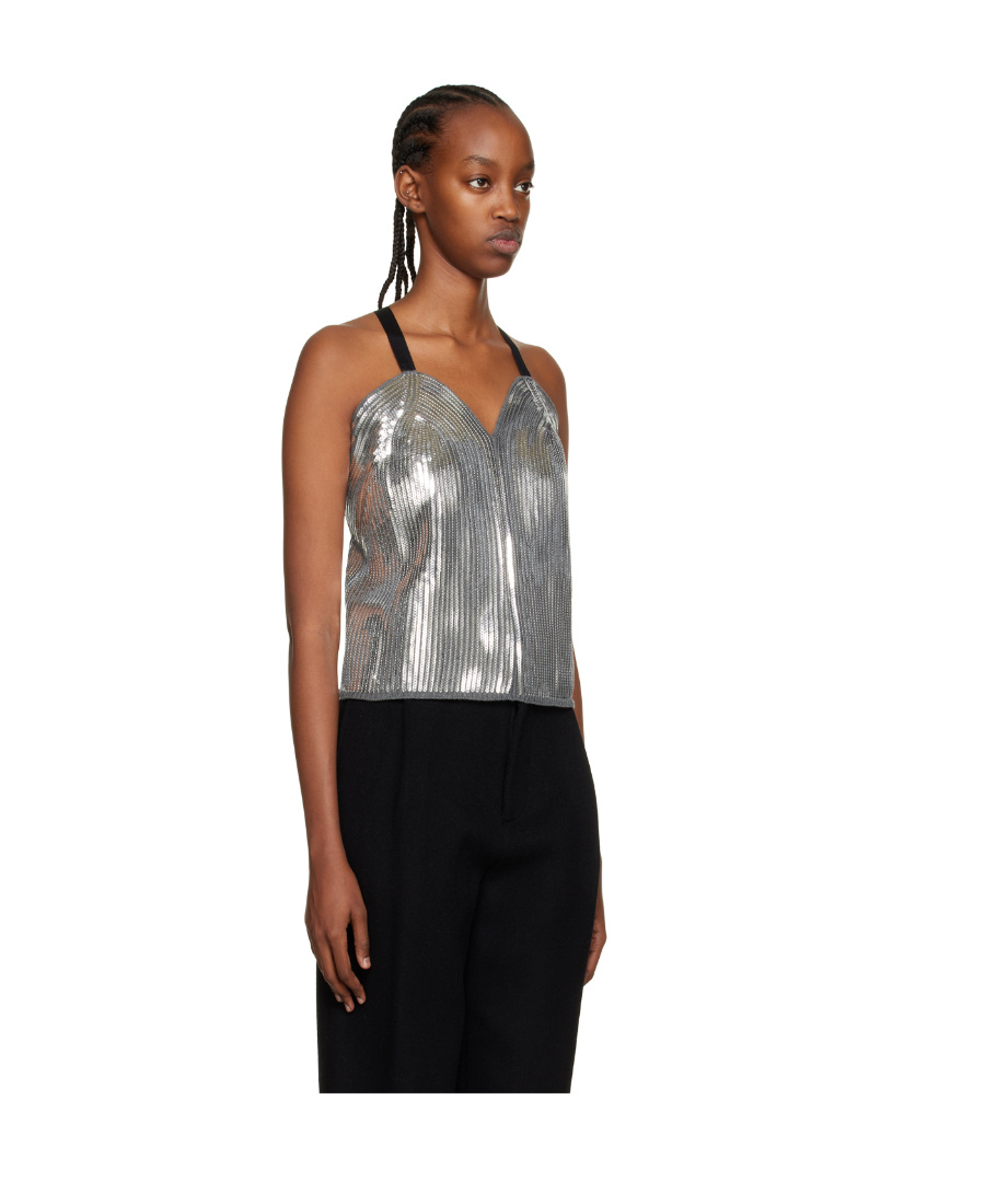 We11 Done Logo Sequined Sling Vest In Black
