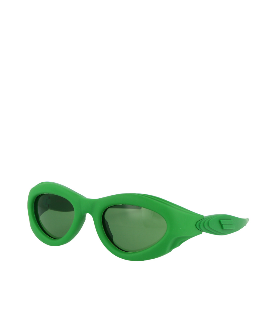 Bottega Veneta Mixed Materials Sunglasses In Green