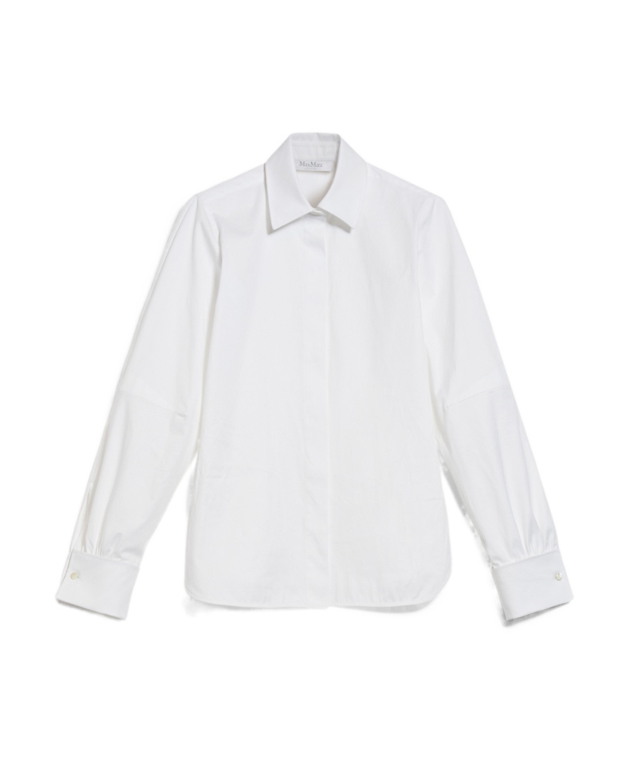 Max Mara Pointed-collar Stretch-cotton Shirt In White
