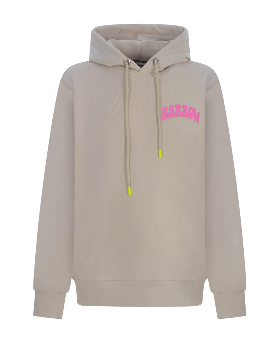 Barrow Logo Pattern Hooded Pullover In Brown