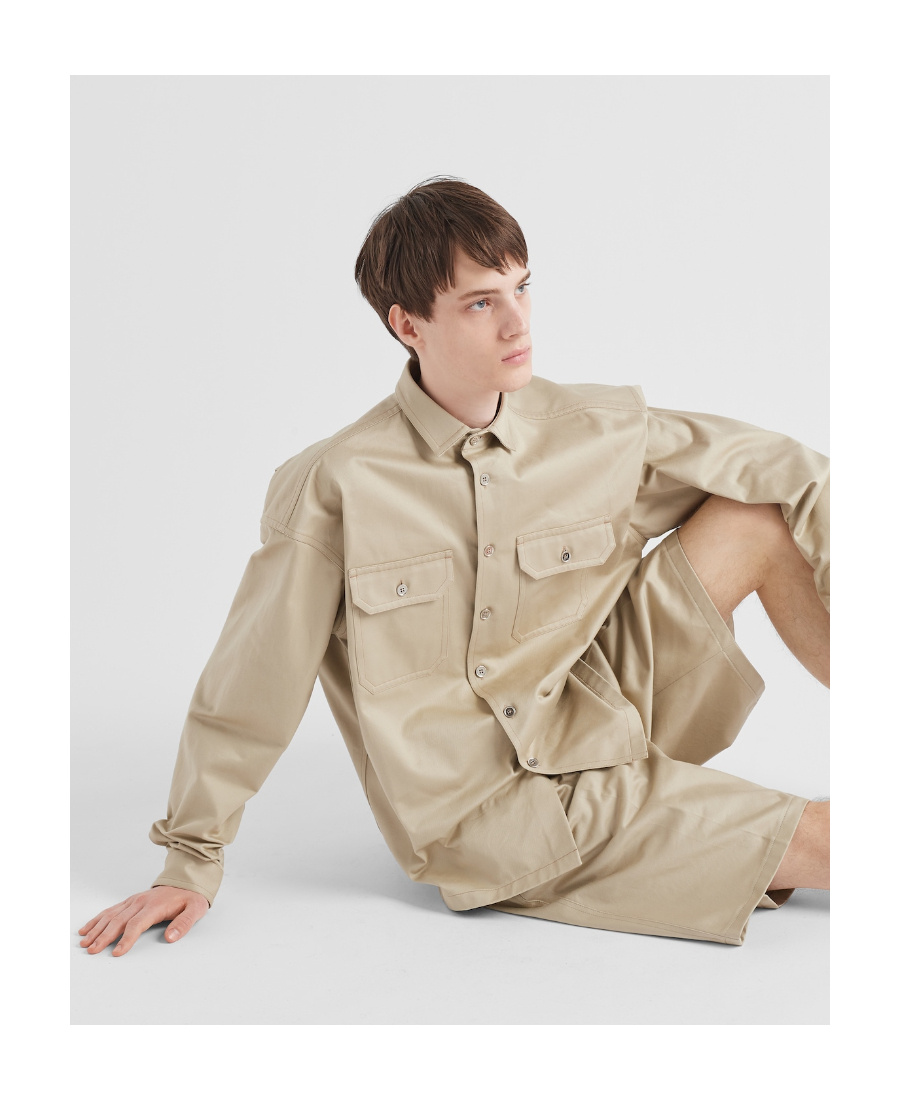 Prada Twill-weave Overshirt In Brown