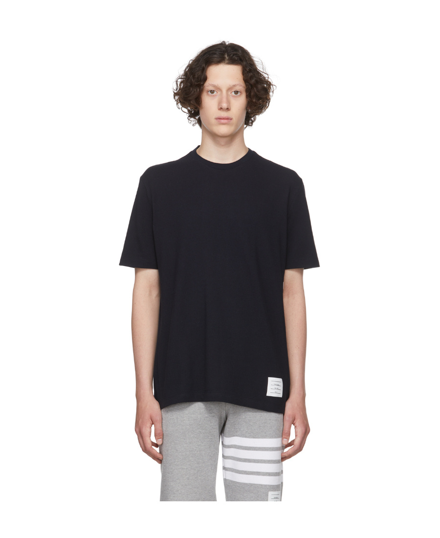 Thom Browne Signature Loopback Oversized T-shirt In Black