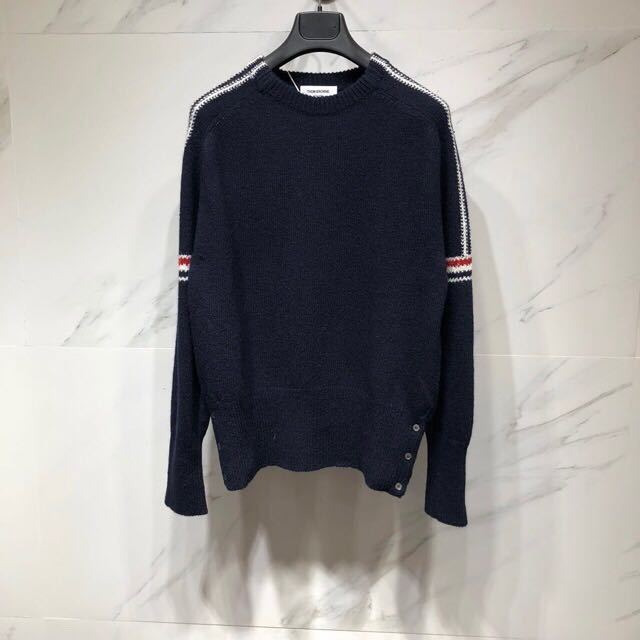 Thom Browne Rwb Intarsia Armband Tweed Pullover In Black