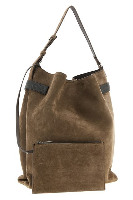 Brunello Cucinelli Essence Shoulder Bag In Brown