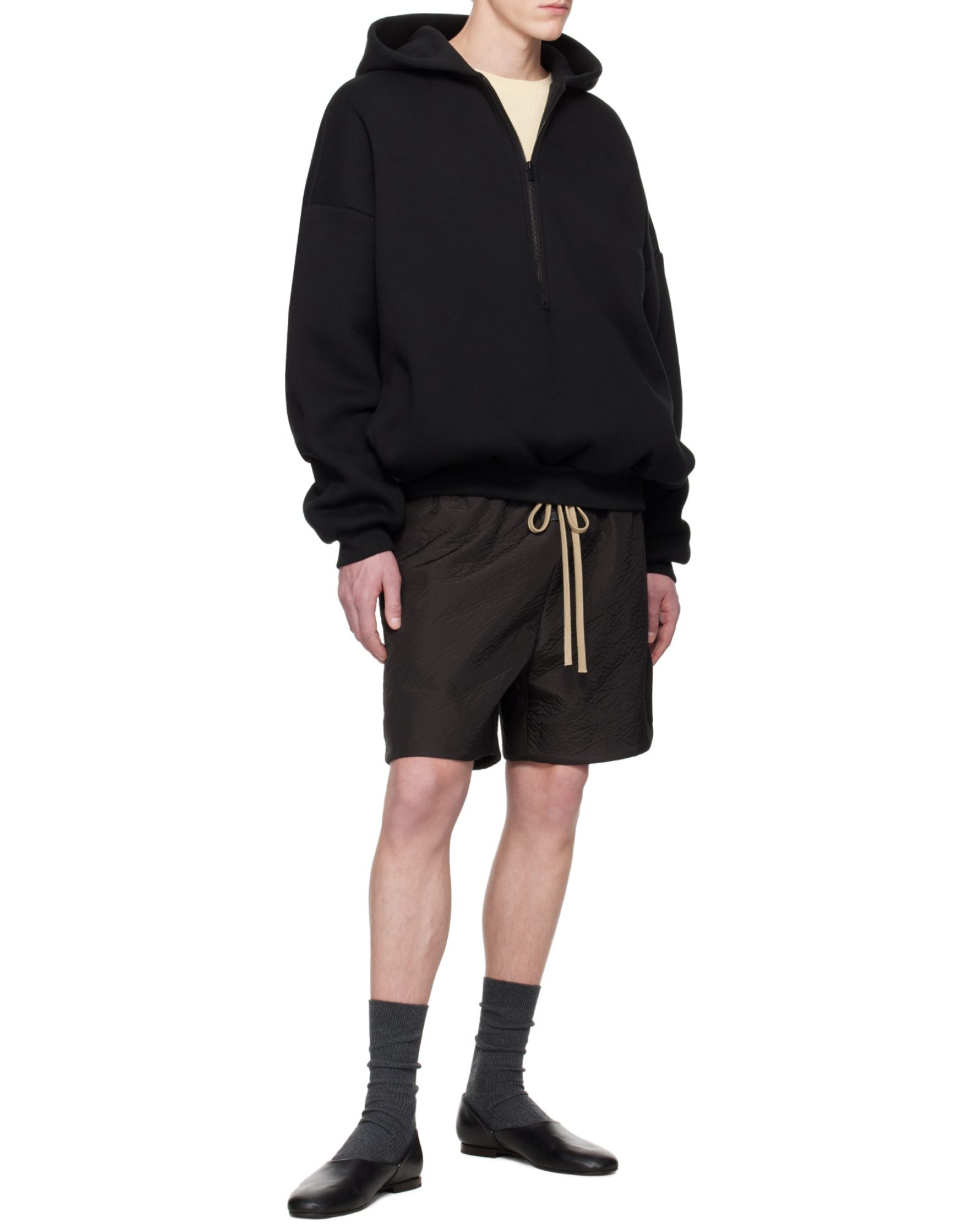 Fear Of God Half-zipped Hoodie In Black