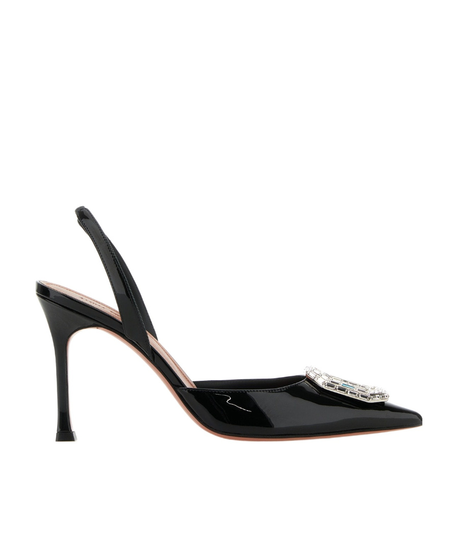 Amina Muaddi Satin Camelia Slingback Pumps 105 In Black