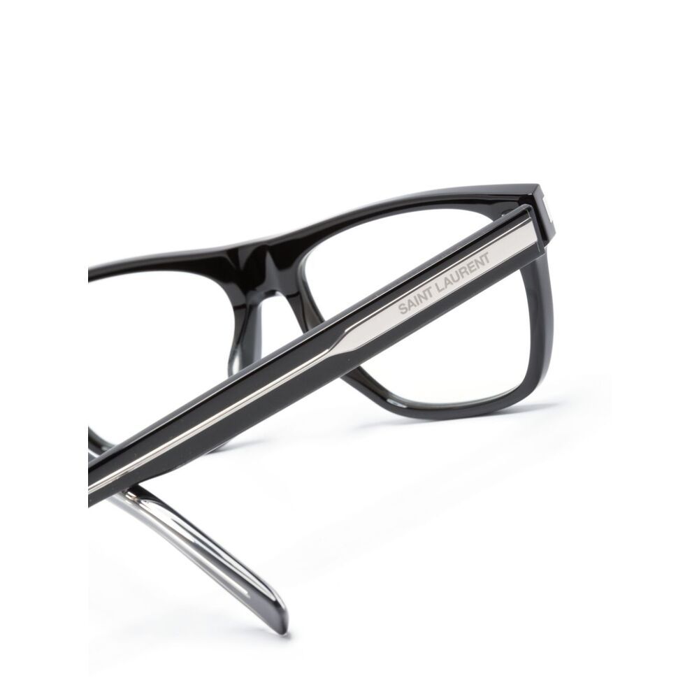 Saint Laurent Engraved-logo Square-frame Glasses In White