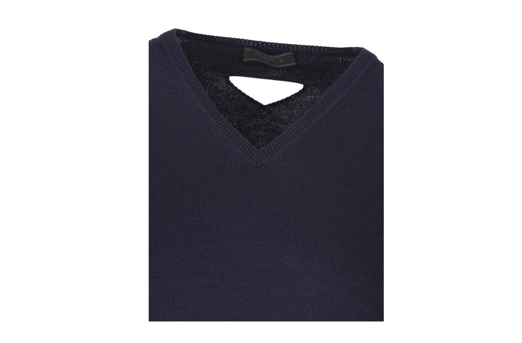 Prada V-neck Sweater In Blue