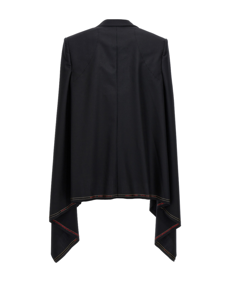 Junya Watanabe Wool Cape With Tailored Fit And Mid-length In Black