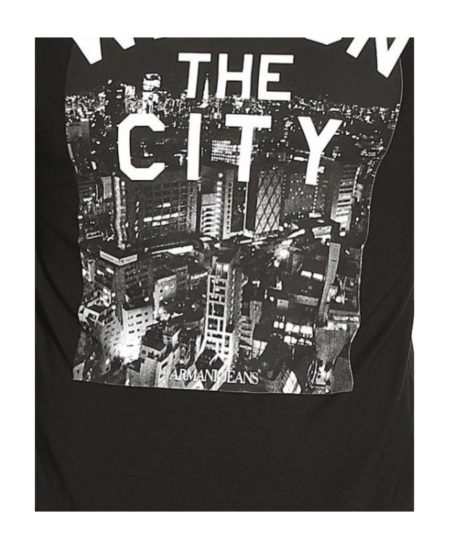 Armani Jeans T-shirt With Round Neck And Long Sleeves In Black